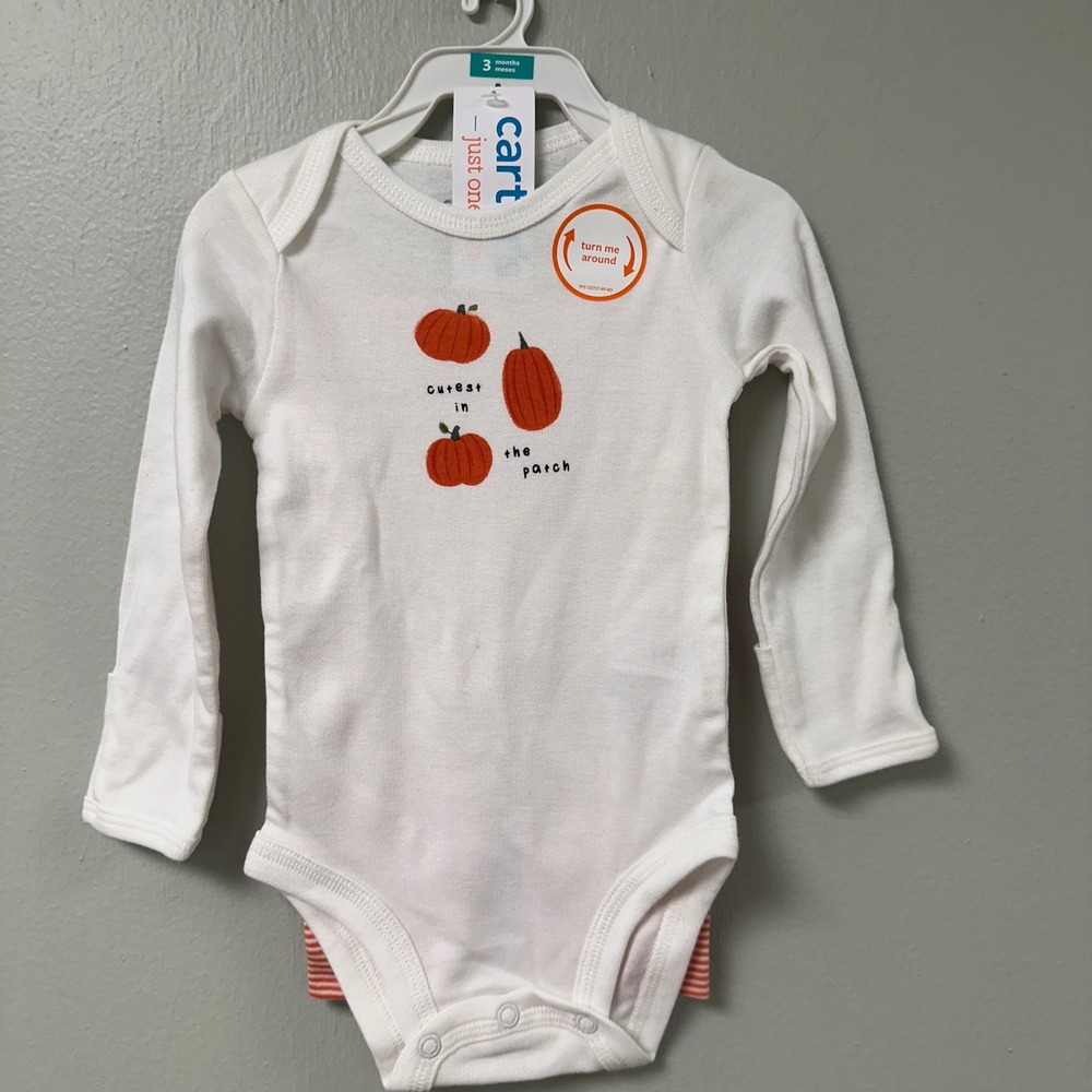 NWT Carters Cutest in the Patch 3M Pumpkin Bodysuit and Striped Pants Set